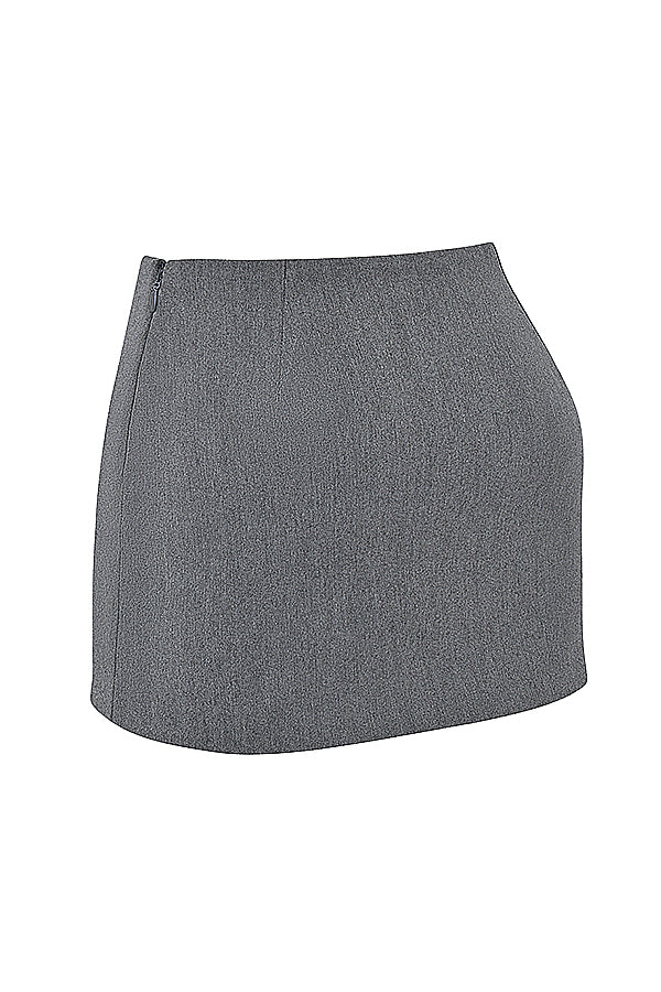 Belinda Two-Piece Set | Women’s Grey Lace-Back Corset and A-Line Mini Skirt