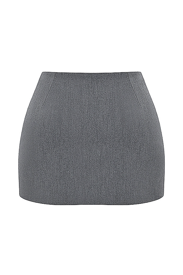 Belinda Two-Piece Set | Women’s Grey Lace-Back Corset and A-Line Mini Skirt