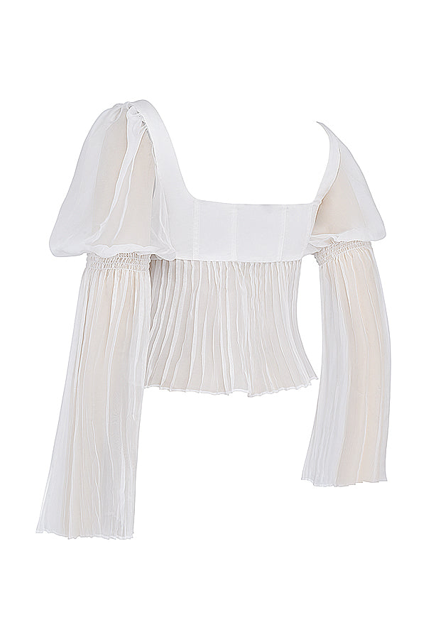 Becca Ruched Top | Women’s White Fitted Top with Soft Ruching and Minimalist Style