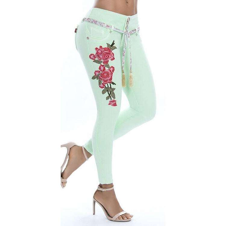 Laurena Jeans | Women's Embroidered Floral Skinny Jeans