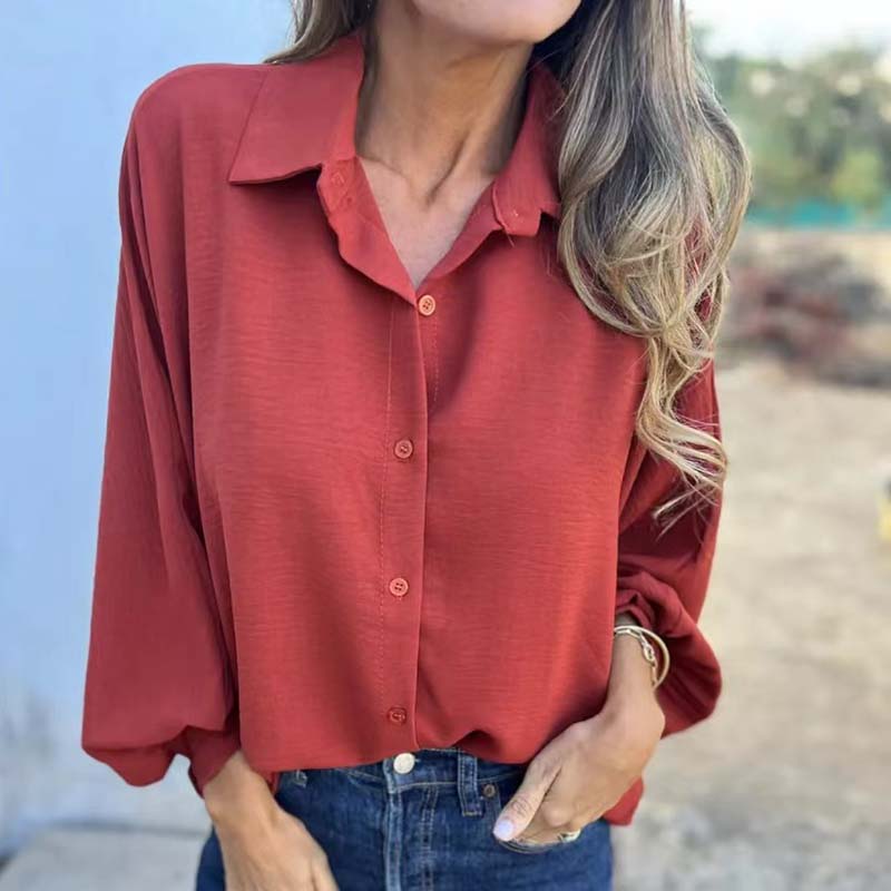 Qisha Blouse | Women's Autumn Button-Up Blouse with Balloon Sleeves