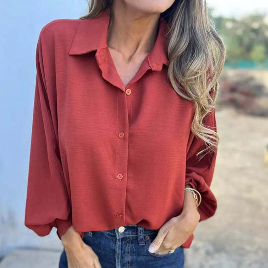 Qisha Blouse | Women's Autumn Button-Up Blouse with Balloon Sleeves