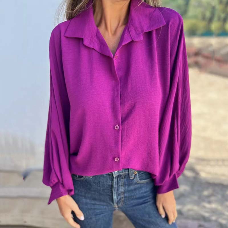Qisha Blouse | Women's Autumn Button-Up Blouse with Balloon Sleeves