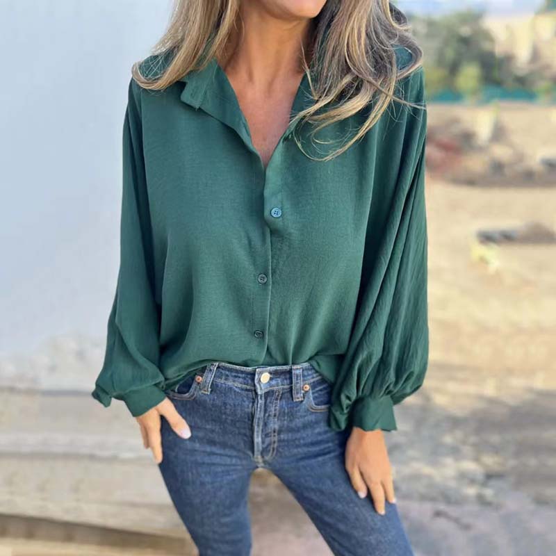Qisha Blouse | Women's Autumn Button-Up Blouse with Balloon Sleeves