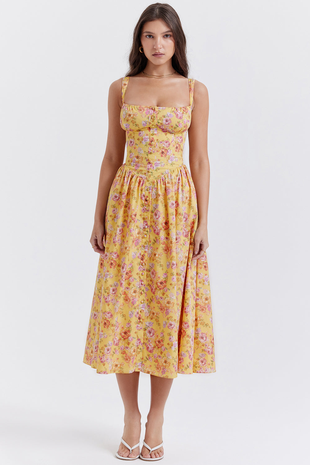 Bridget Sundress | Women’s Floral Print Midi Dress with Lightweight Flowy Fit