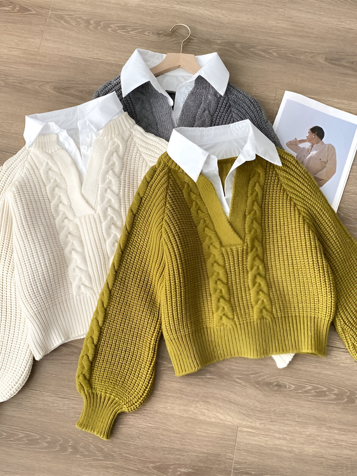 Sweater | Japanese Retro-Style Twin Sweater Set for Women