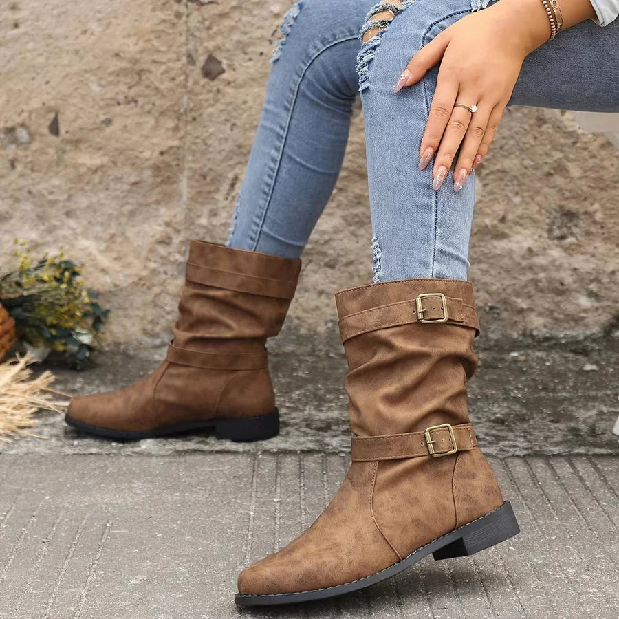 Emma Western Ankle Boots | Vintage Buckle Strap Boots