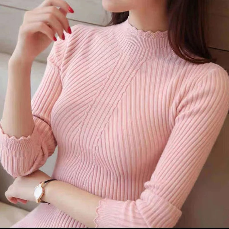 Safira Jumper | Women’s Autumn High Collar Ribbed Knit Jumper
