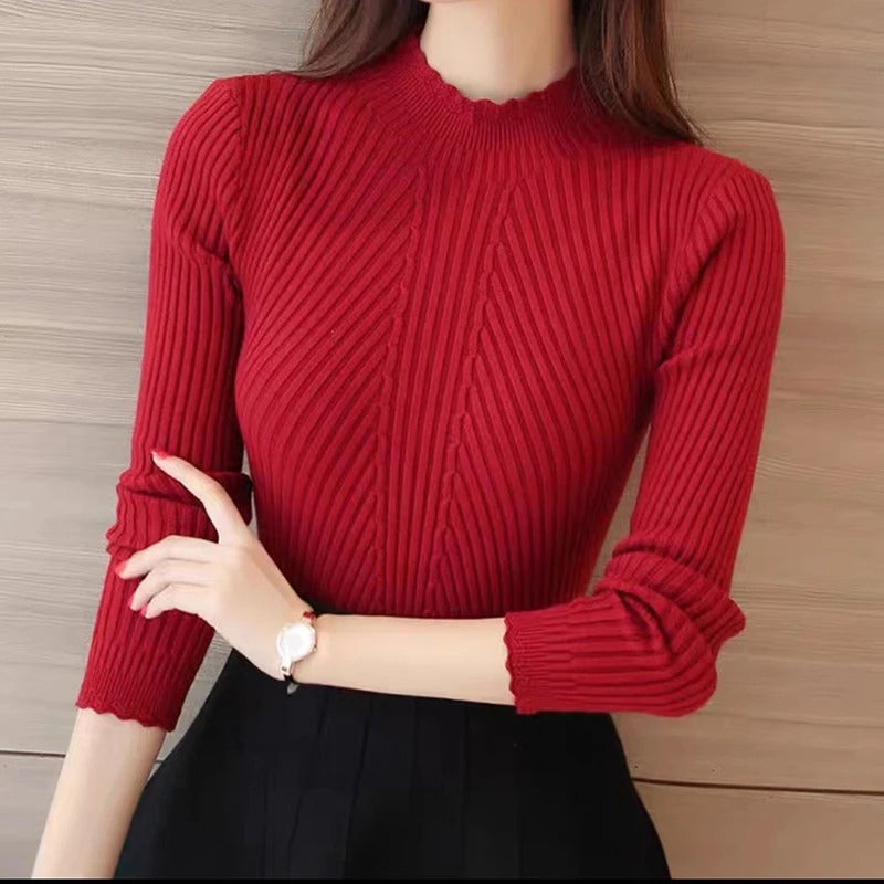 Safira Jumper | Women’s Autumn High Collar Ribbed Knit Jumper