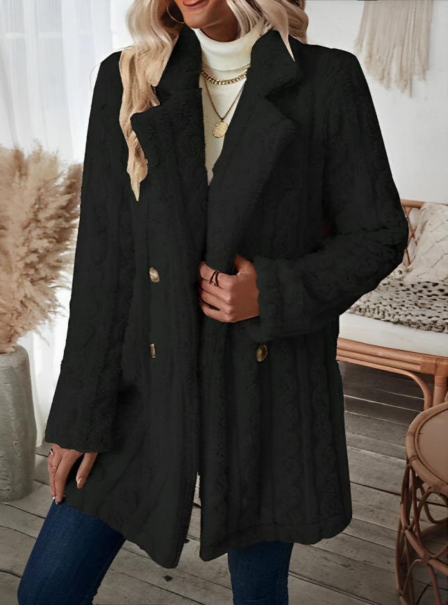 Ivie Coat | Cozy Textured Button-Up Winter Coat