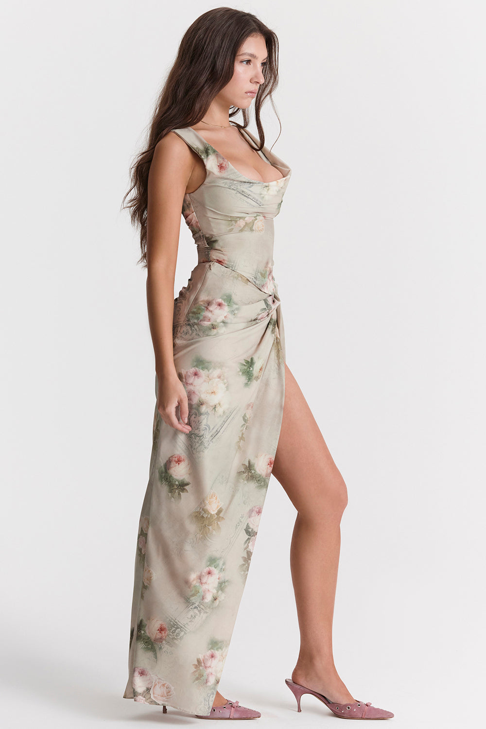 Brianna Two-Piece Set | Women’s Vintage Floral Corset and Maxi Skirt Set