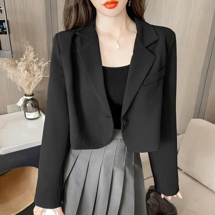 Fallon Cropped Blazer | Trendy Long Sleeve Suit Jacket