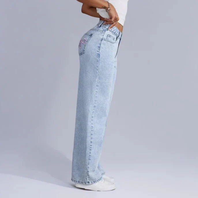 Kate Wide-Leg Jeans | Embroidered Denim