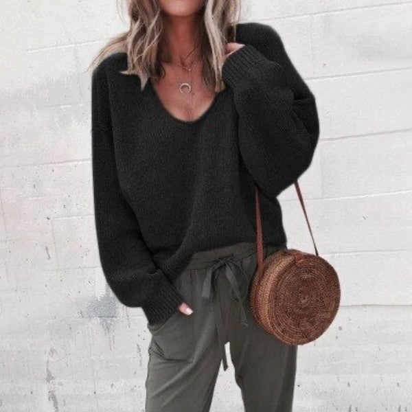 Nerine Jumper | Women's Autumn Loose V-Neck Knitted Jumper