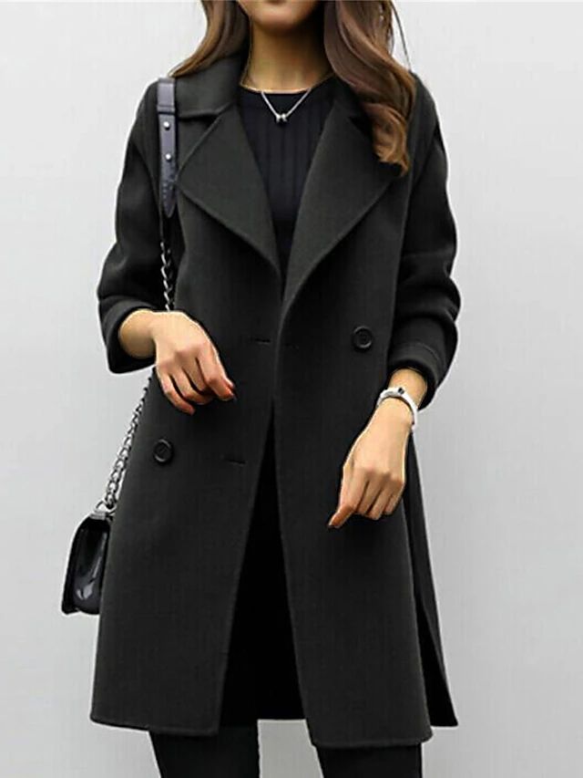 Kallie Wool Coat | Classic Double-Breasted Mid-Length