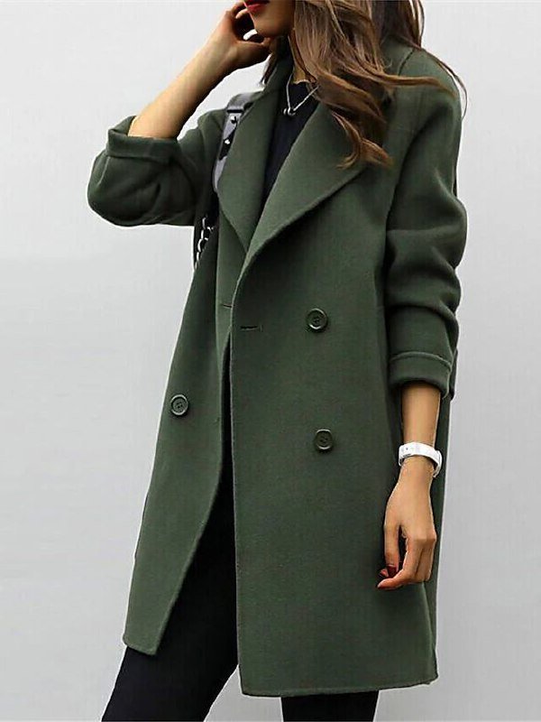 Kallie Wool Coat | Classic Double-Breasted Mid-Length