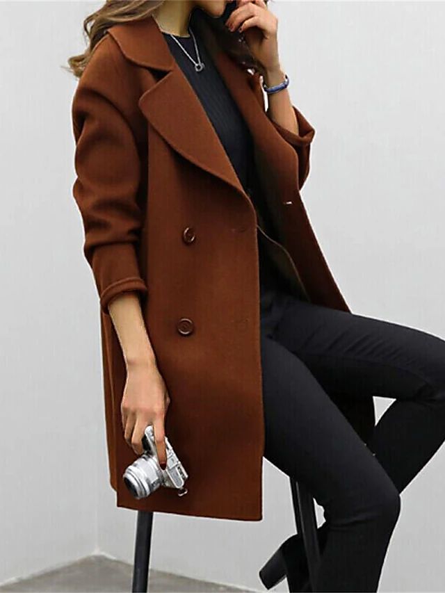 Kallie Wool Coat | Classic Double-Breasted Mid-Length