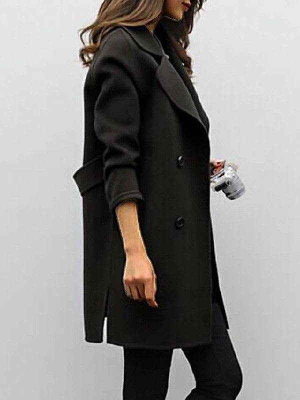 Kallie Wool Coat | Classic Double-Breasted Mid-Length