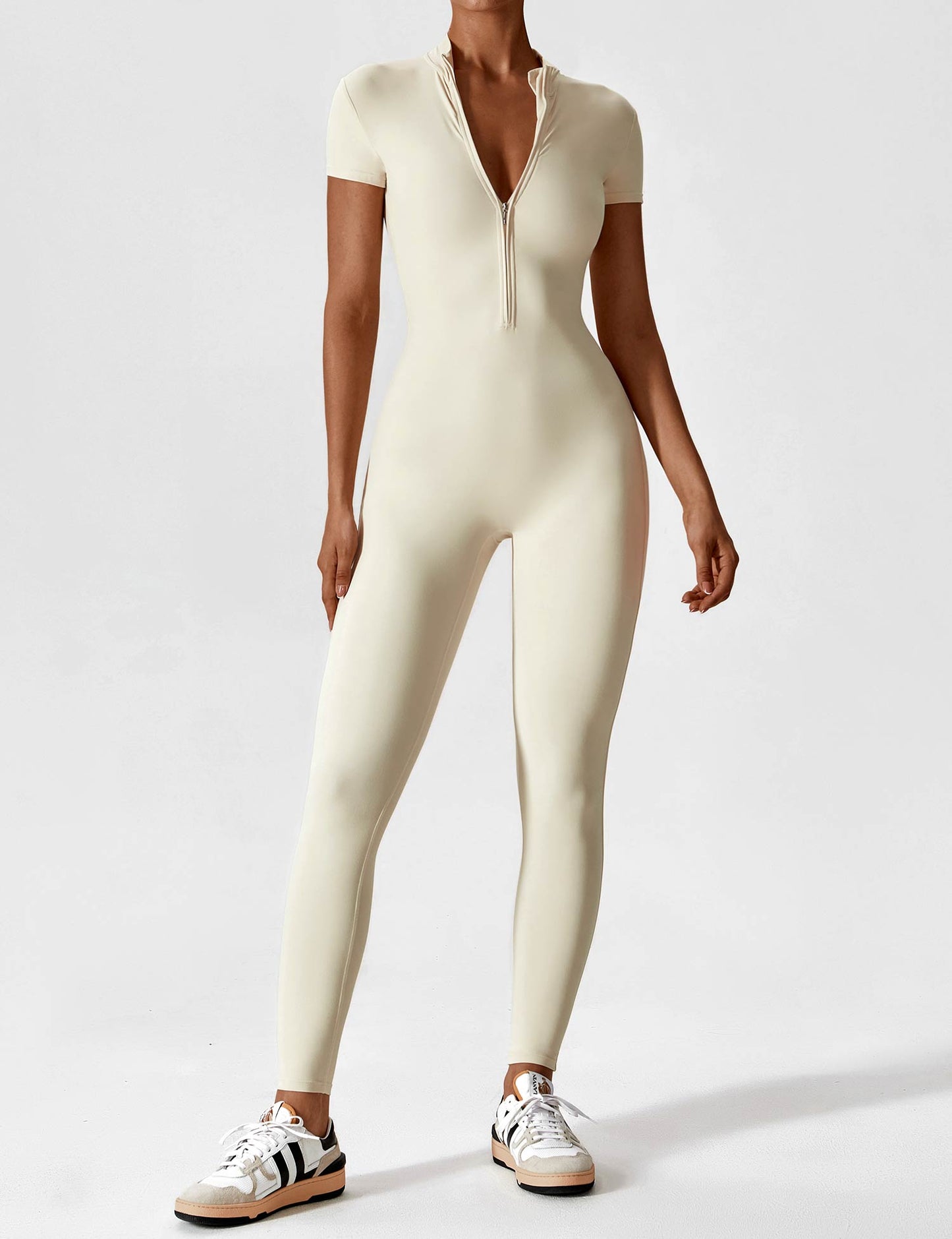 Wenda Jumpsuit | Chic Autumn Jumpsuit with High Collar & Zipper
