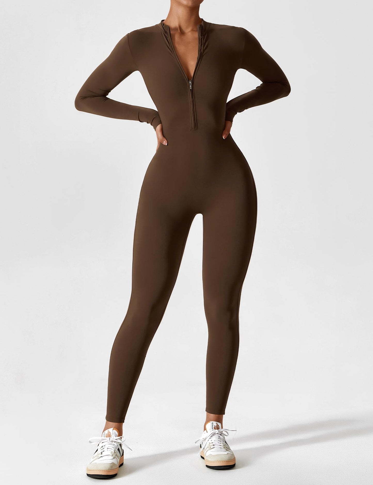 Wenda Jumpsuit | Chic Autumn Jumpsuit with High Collar & Zipper