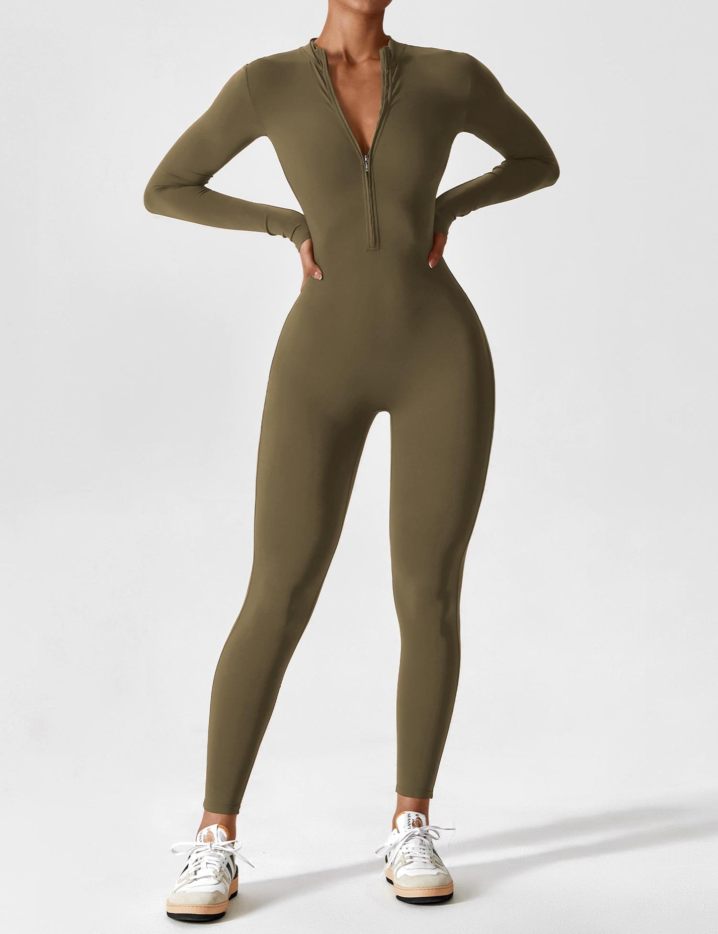 Wenda Jumpsuit | Chic Autumn Jumpsuit with High Collar & Zipper