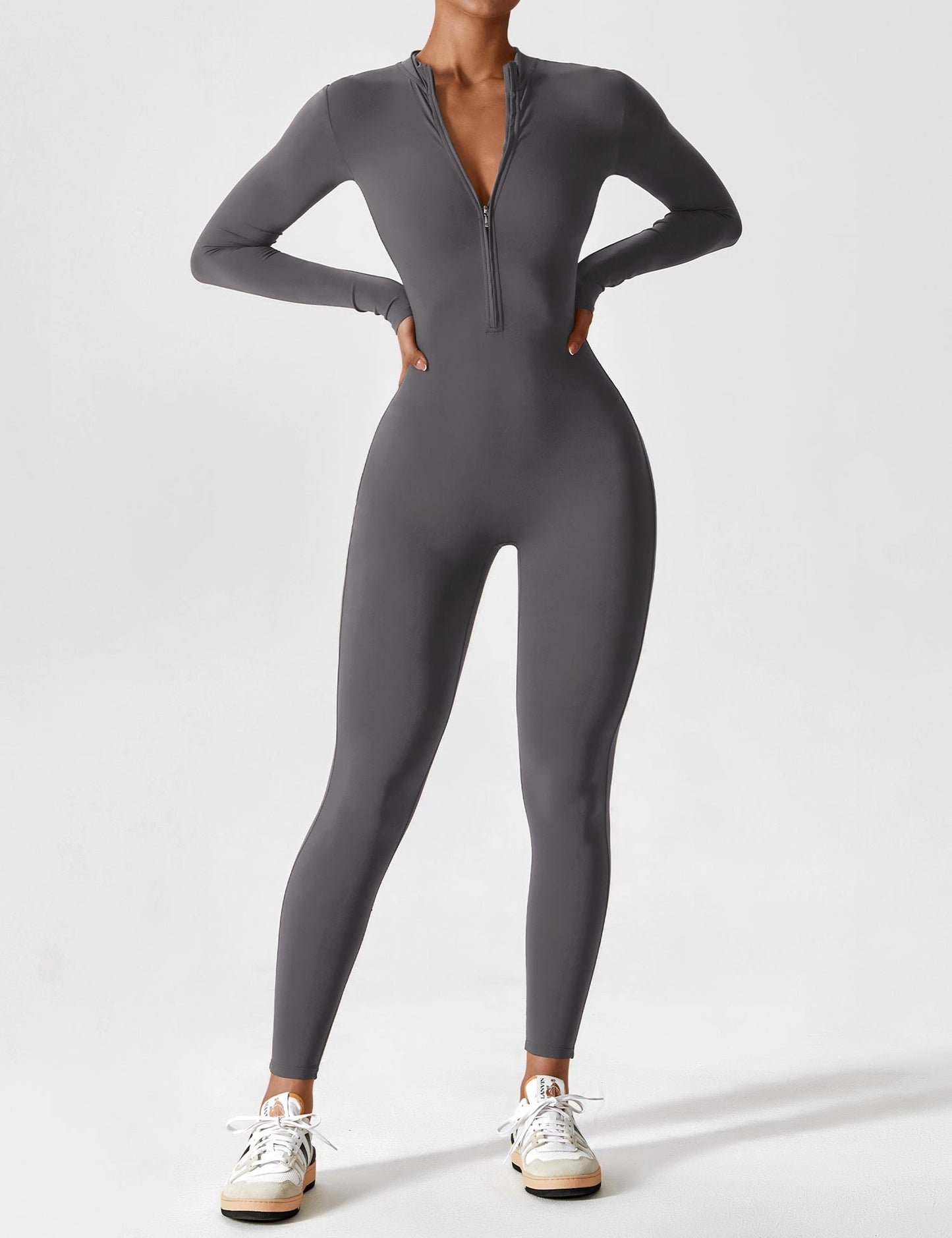 Wenda Jumpsuit | Chic Autumn Jumpsuit with High Collar & Zipper