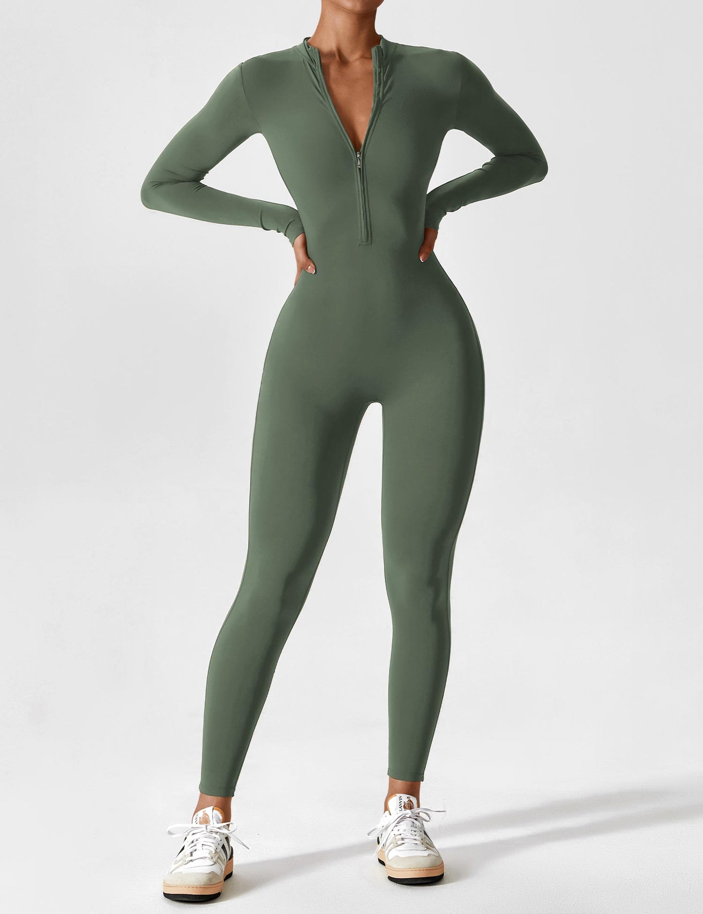 Wenda Jumpsuit | Chic Autumn Jumpsuit with High Collar & Zipper