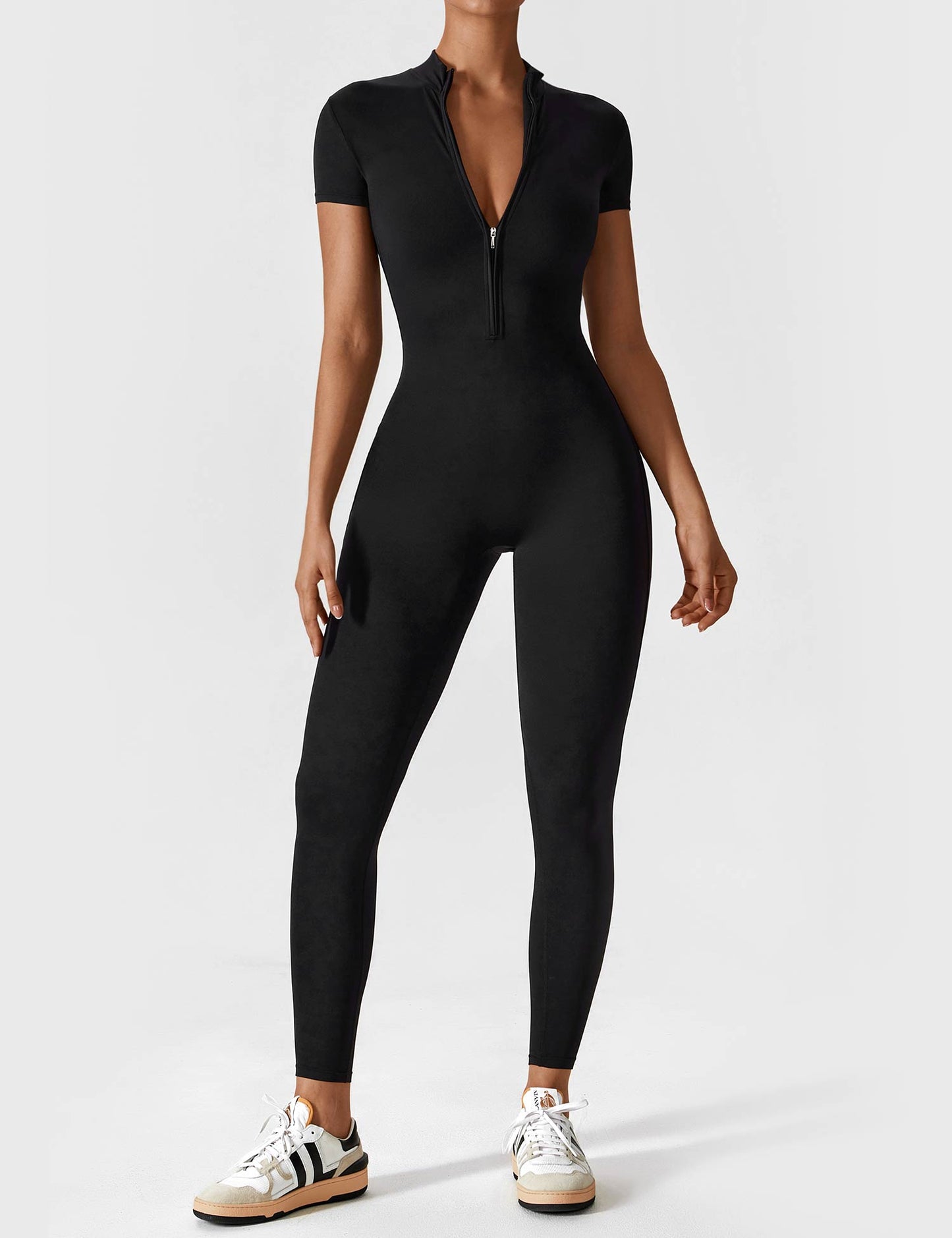 Wenda Jumpsuit | Chic Autumn Jumpsuit with High Collar & Zipper
