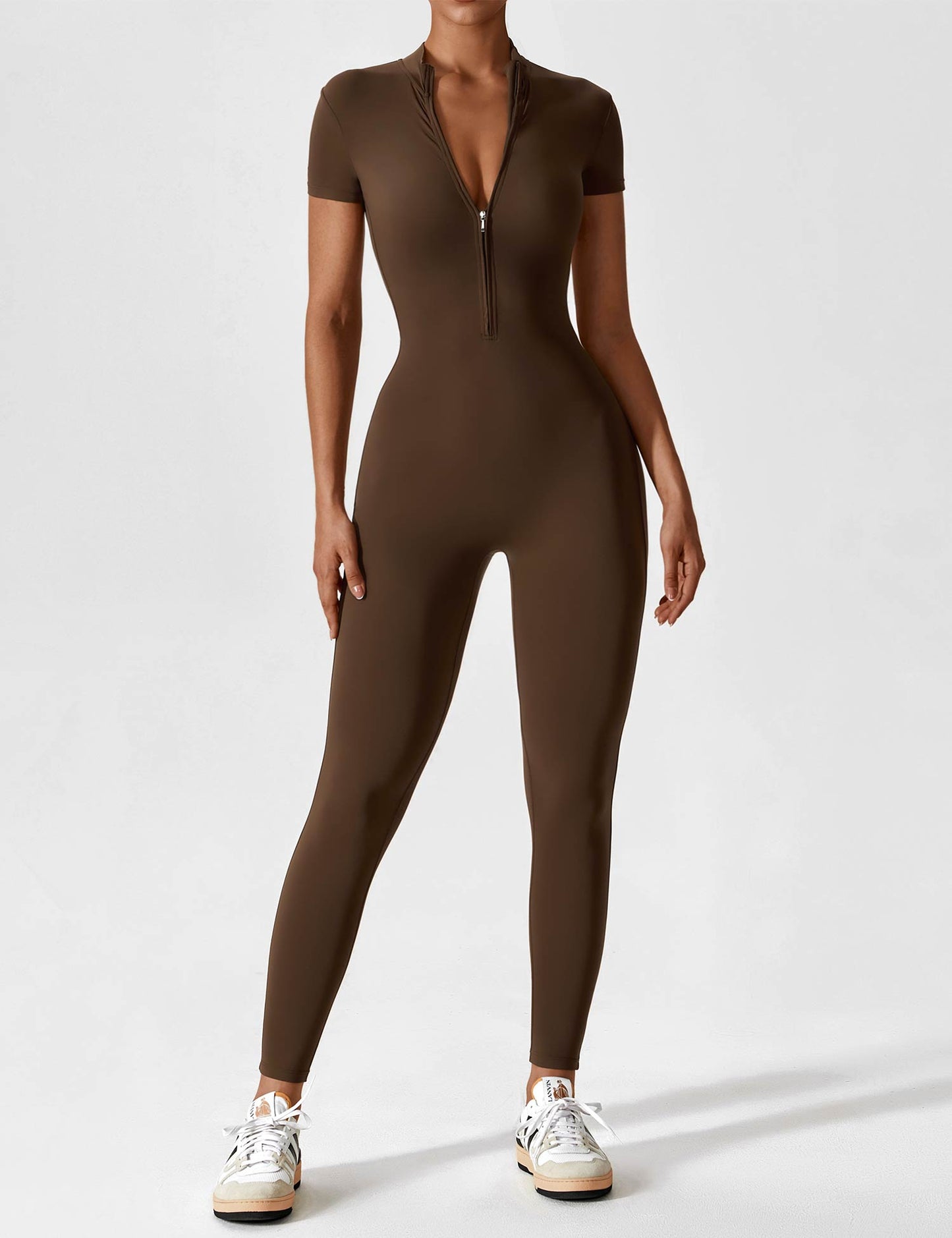 Wenda Jumpsuit | Chic Autumn Jumpsuit with High Collar & Zipper